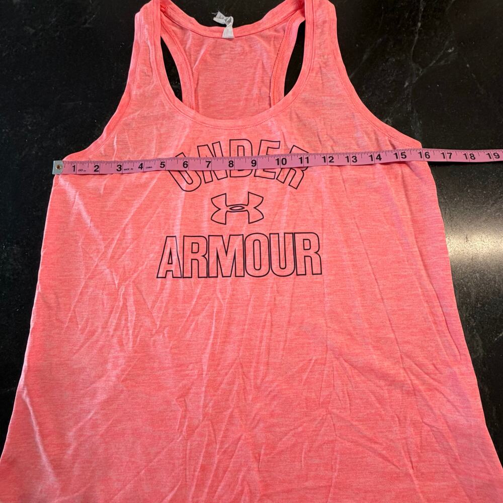 Under Armour HeatGear Racerback Tank Small Coral Athletic Gym Top - Picture 8 of 8